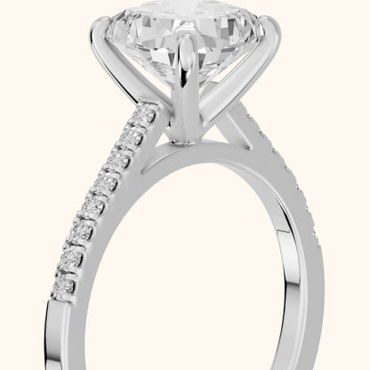 Meg Pavé Cushion Diamond Engagement Ring in Silver - slant-view.webp
