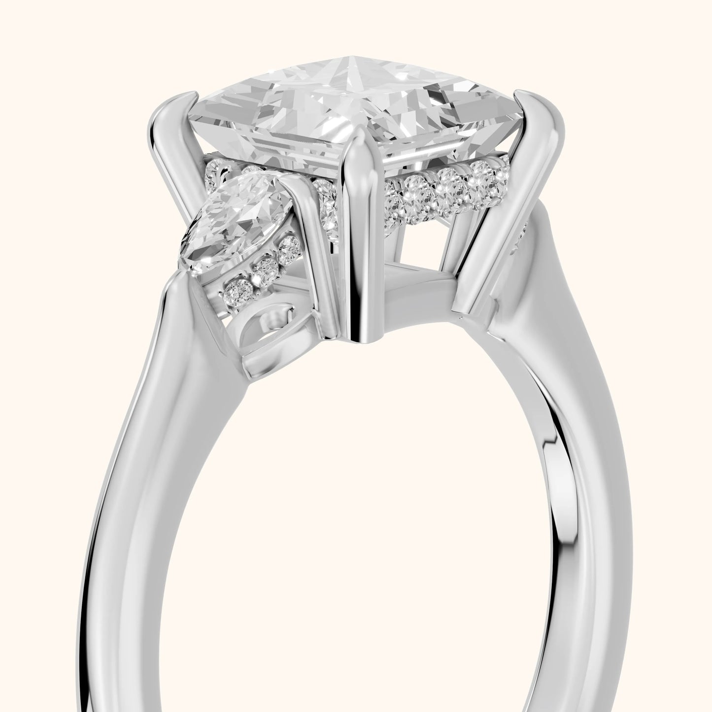Leila Three-Stone Princess Diamond Engagement Ring in White Gold - slant-view.webp