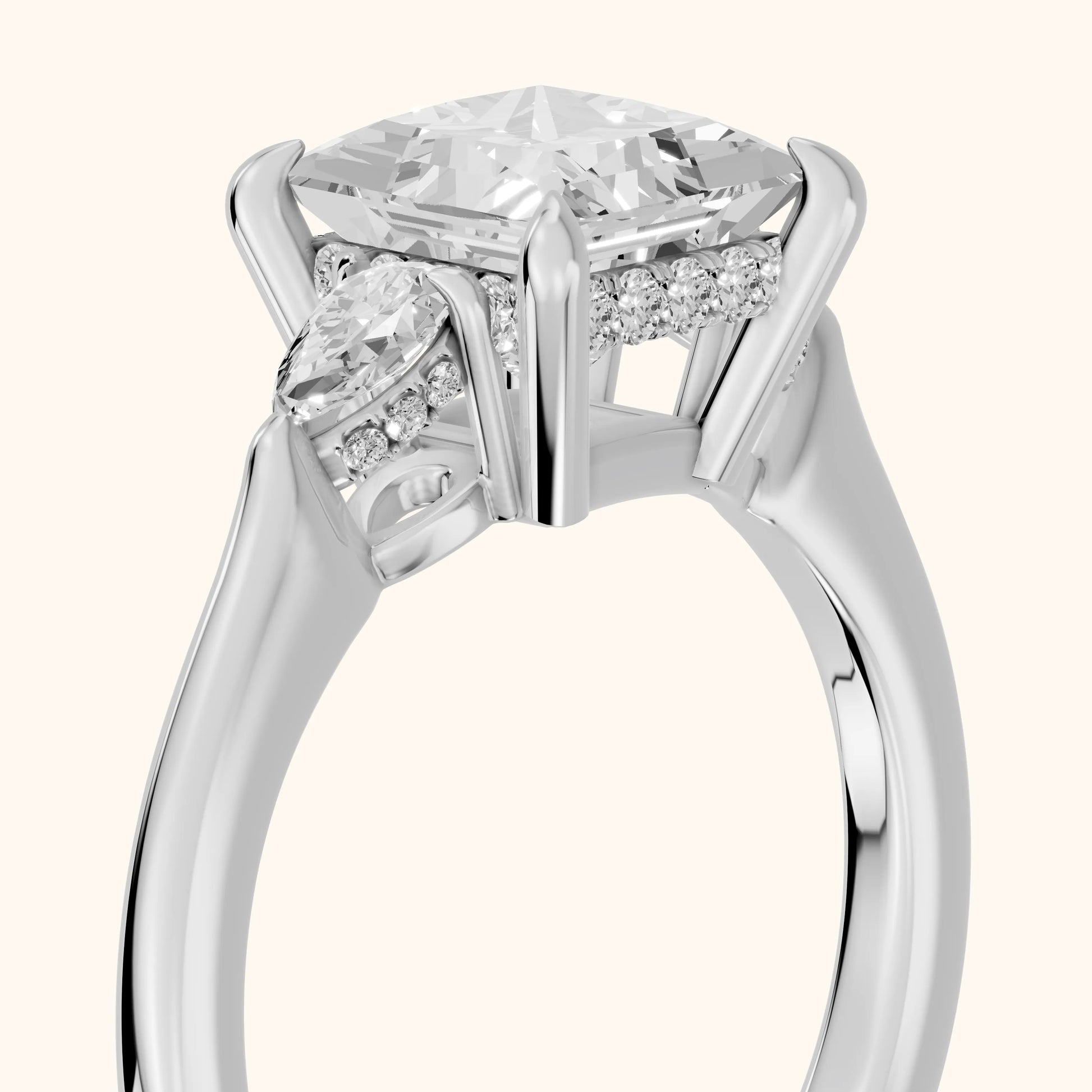 Leila Three-Stone Princess Diamond Engagement Ring in White Gold - slant-view.webp