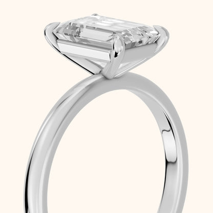 Lyla Petite Solitaire Emerald Diamond Engagement Ring in Silver - slant-view.webp
