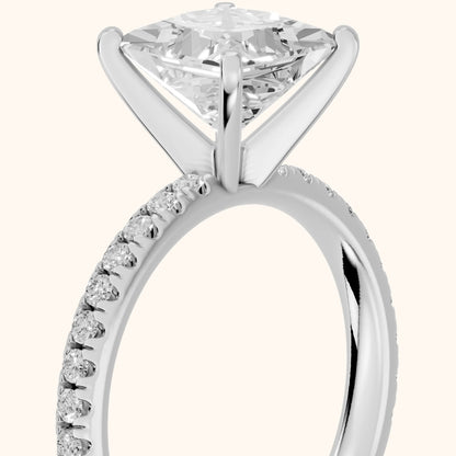 Saskia French Pavé Princess Diamond Engagement Ring in White Gold - slant-view.webp