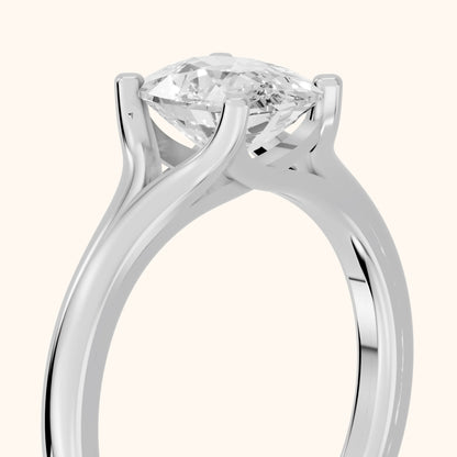 Nell Split Shank Solitaire Cushion Diamond Engagement Ring in Platinum - slant-view.webp