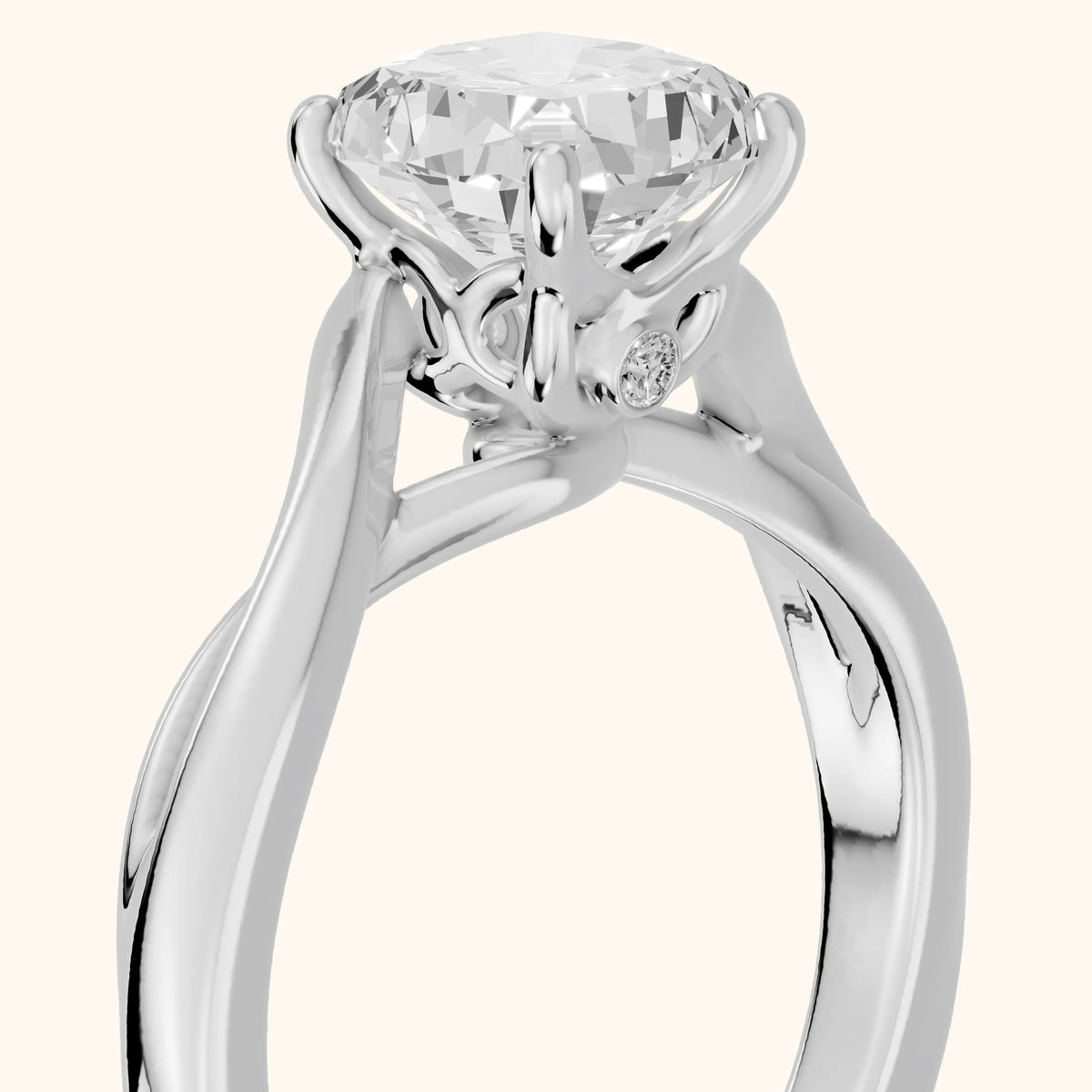 Britta Twist Cushion Diamond Engagement Ring in White Gold - slant-view.webp