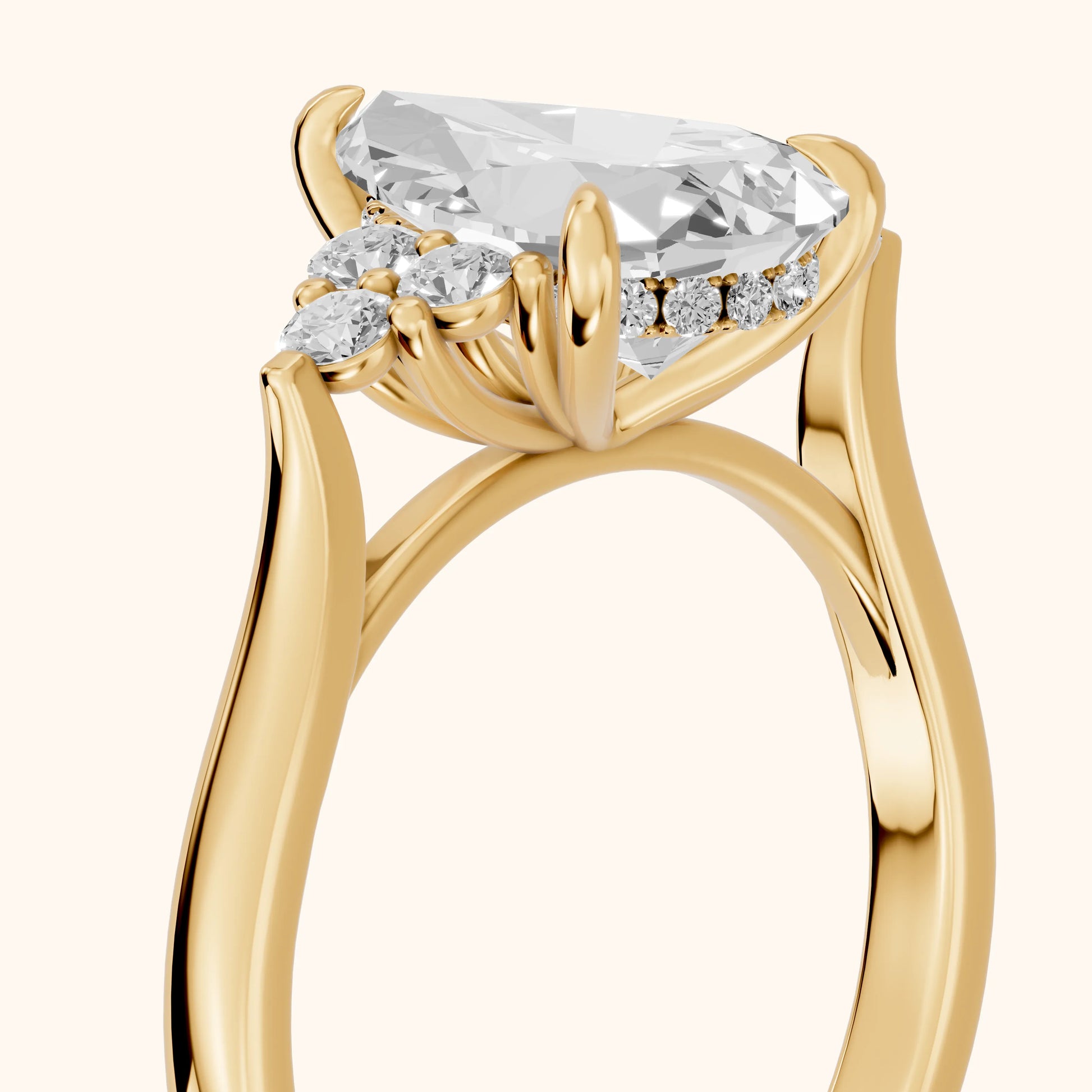 Anya Sidestone Cluster Pear Diamond Ring in Yellow Gold - slant-view.webp