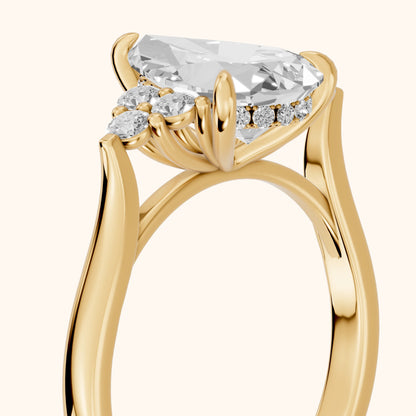 Anya Sidestone Cluster Pear Diamond Ring in Yellow Gold - slant-view.webp