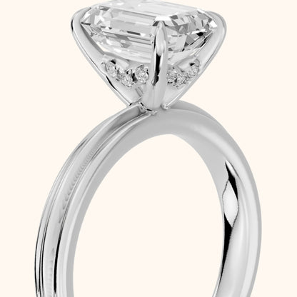 Seraphine Hidden Halo Emerald Diamond Engagement Ring in Silver - slant-view.webp