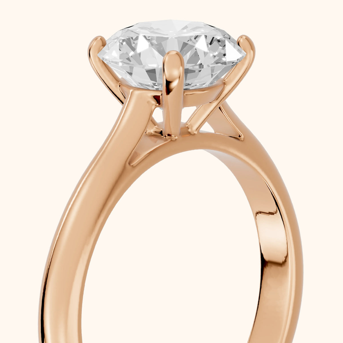 Karina Solitaire Round Diamond Engagement Ring in Rose Gold - slant-view.webp