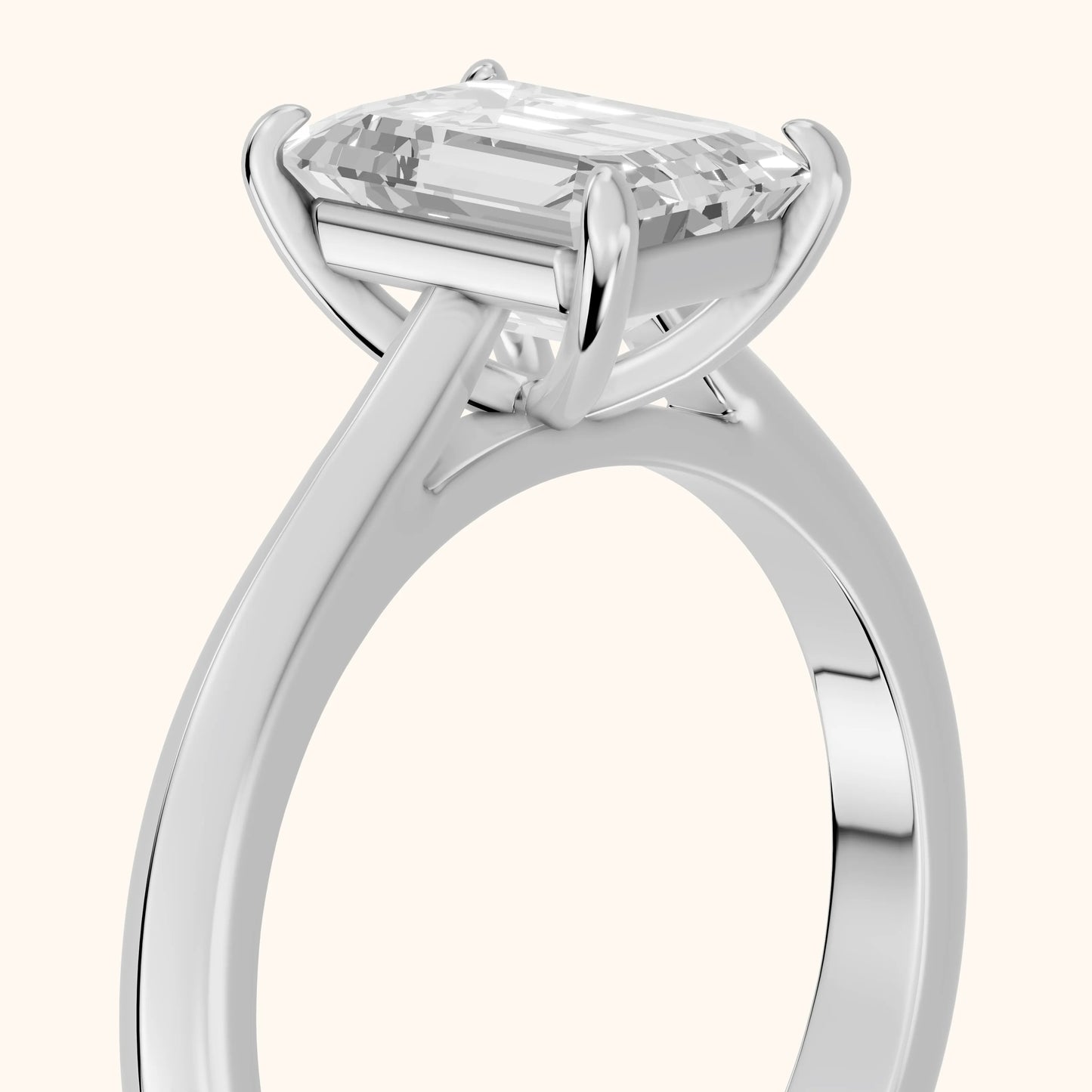 Kalia Knife Edge Solitaire Emerald Diamond Engagement Ring in Platinum - slant-view.webp