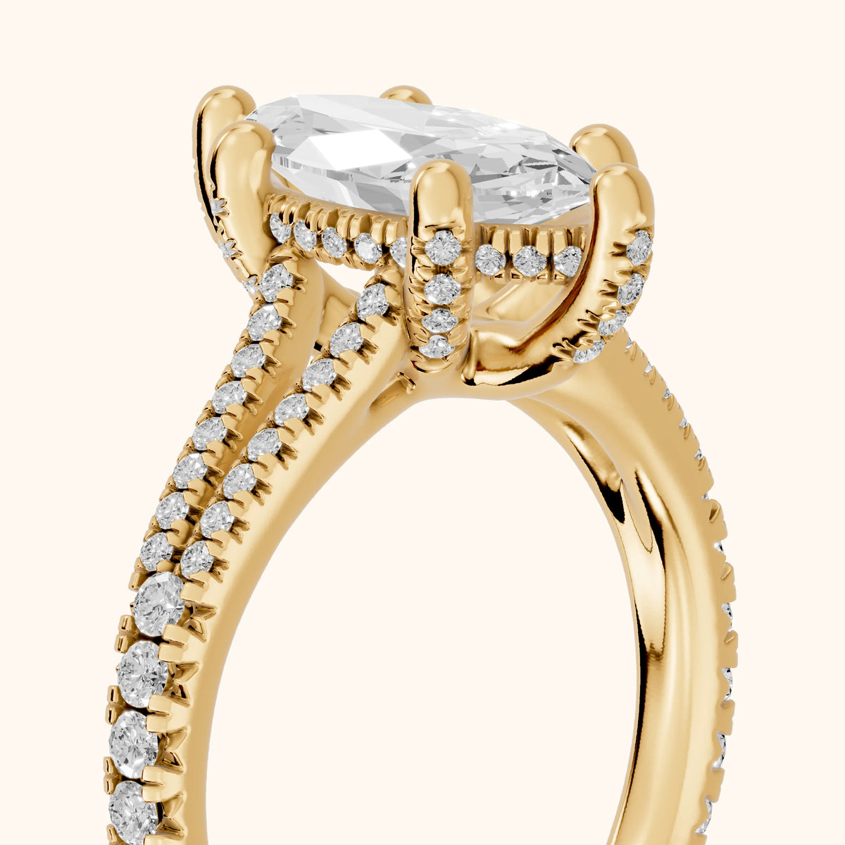 Giovanna Hidden Halo Split Shank Marquise Diamond Engagement Ring in Yellow Gold - slant-view.webp