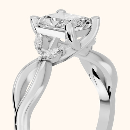 Luna Glow Twisted Radiant Diamond Engagement Ring in White Gold - slant-view.webp