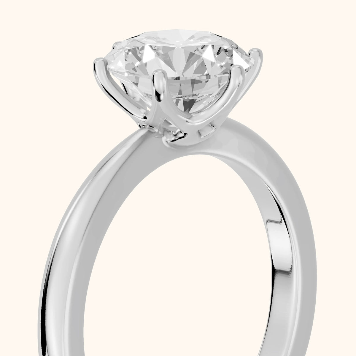 Ada Tapered Solitaire Round Diamond Engagement Ring in Platinum - slant-view.webp