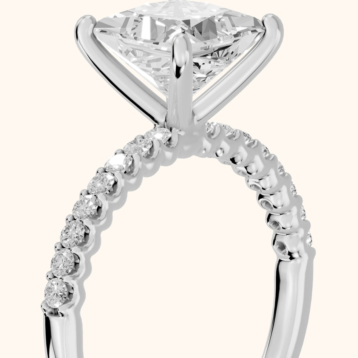 Livia Micropavé Princess Diamond Engagement Ring in Silver - slant-view.webp