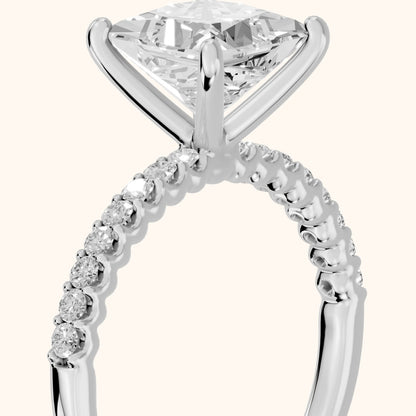Livia Micropavé Princess Diamond Engagement Ring in Silver - slant-view.webp