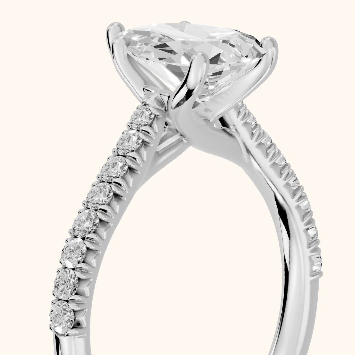 Sanne Trellis Pavé Pear Diamond Engagement Ring in Silver - slant-view.webp