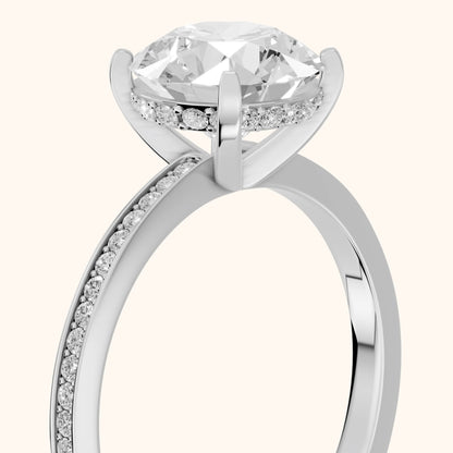 Naia Hidden Halo Round Diamond Ring in Silver - slant-view.webp