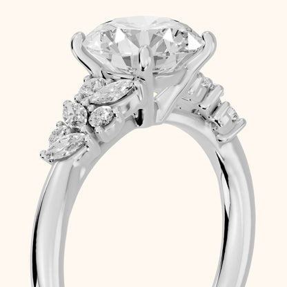 Gwen Garland Cluster Round Diamond Engagement Ring in White Gold - slant-view.webp