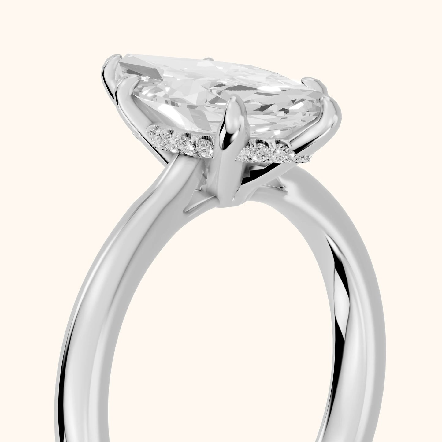 Mena Hidden Halo Marquise Diamond Engagement Ring in Platinum - slant-view.webp
