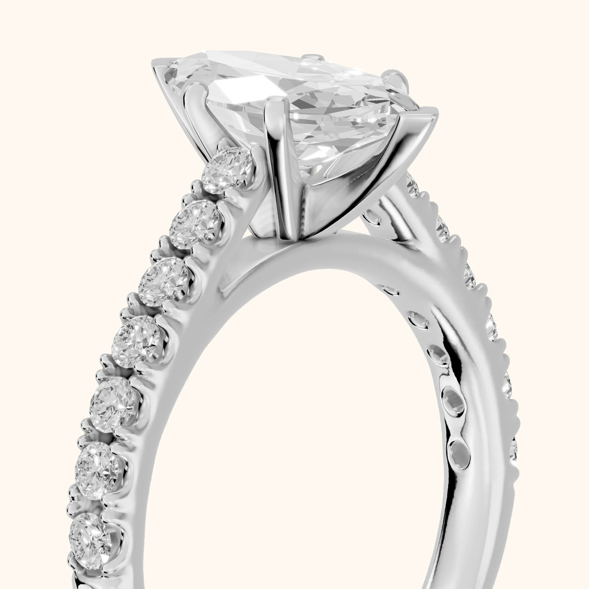 Keira Statement Pavé Marquise Diamond Engagement Ring in Platinum - slant-view.webp