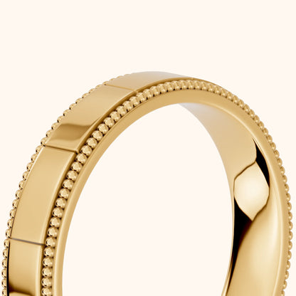 Sylvie Flat Milgrain Wedding Band in Yellow Gold - slant-view
