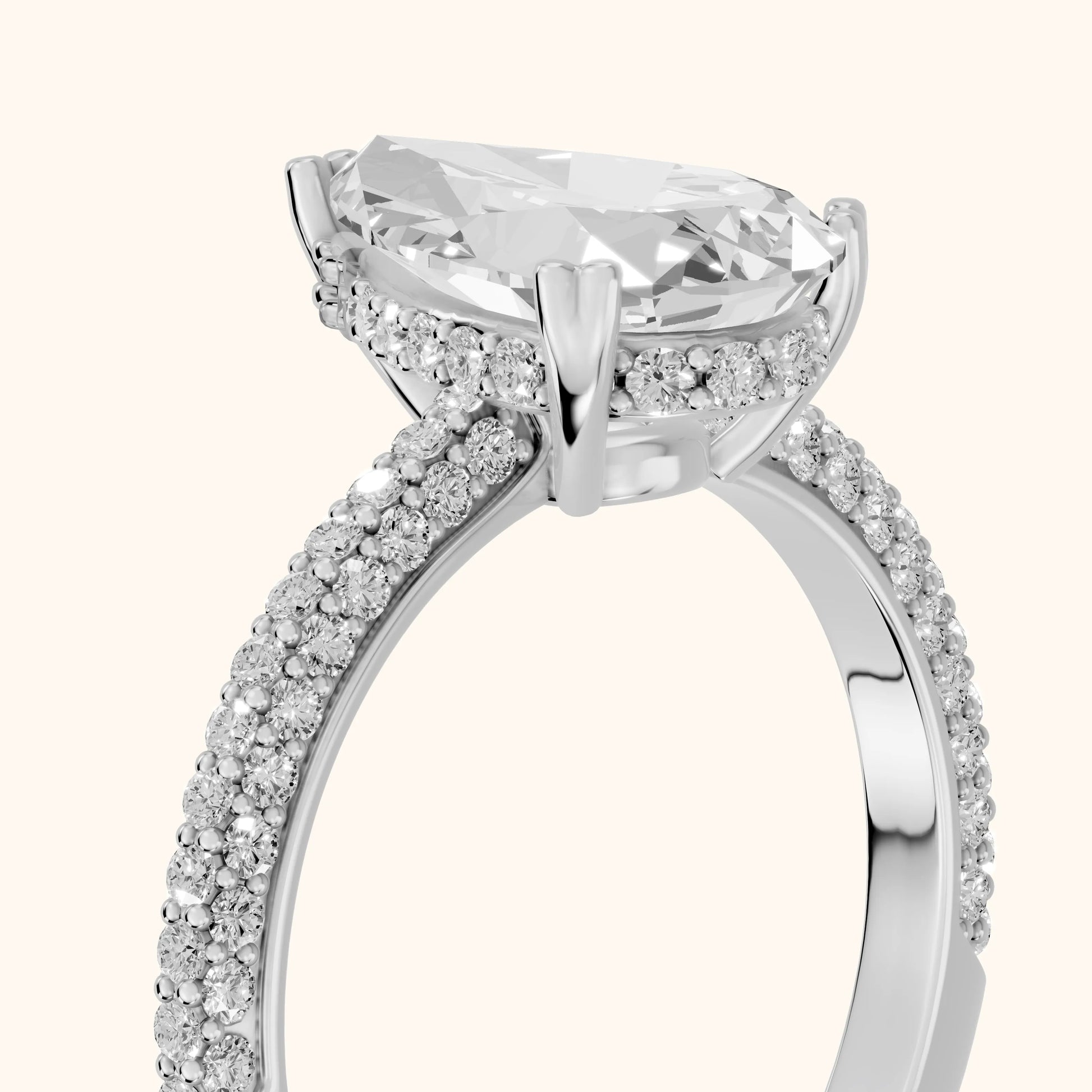 Violet Hidden Halo Pavé Pear Diamond Ring in White Gold - slant-view.webp