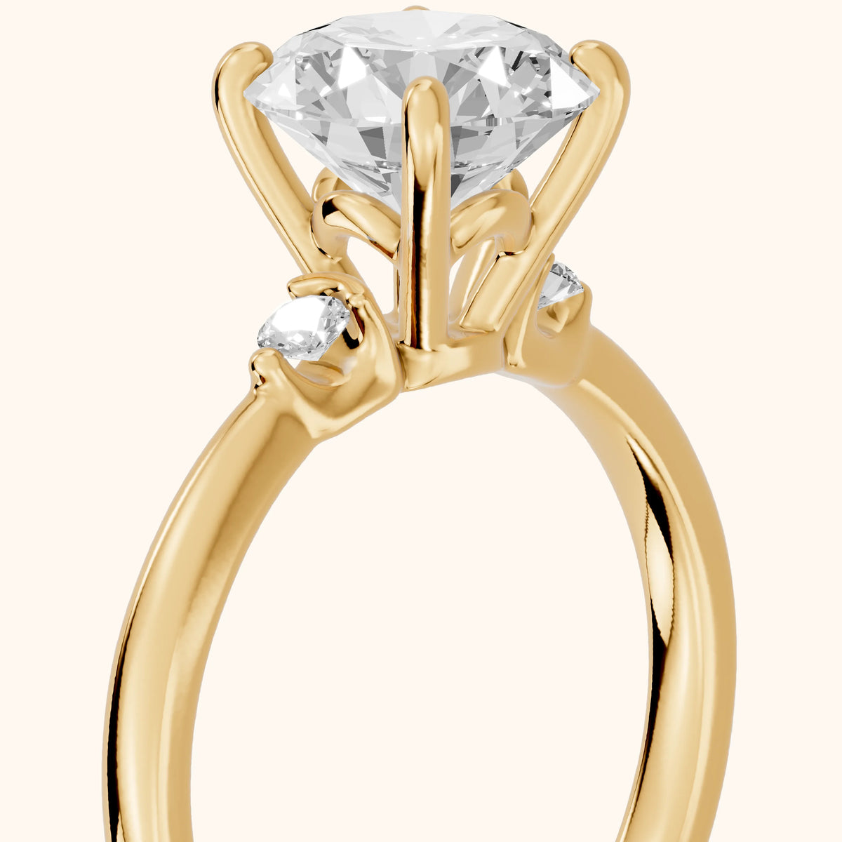 Teodora Floating Three-Stone Round Diamond Engagement Ring in Yellow Gold - slant-view.webp