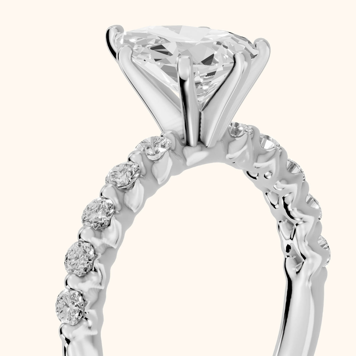 Louella Scalloped Pavé Pear Diamond Engagement Ring in Silver - slant-view.webp