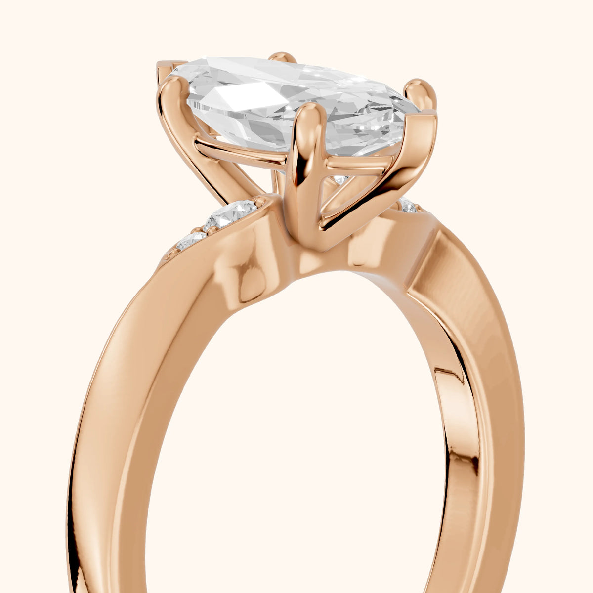 Annabelle Leaf Pavé Marquise Diamond Engagement Ring in Rose Gold - slant-view.webp