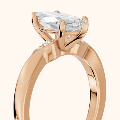 Annabelle Leaf Pavé Marquise Diamond Engagement Ring in Rose Gold - slant-view.webp