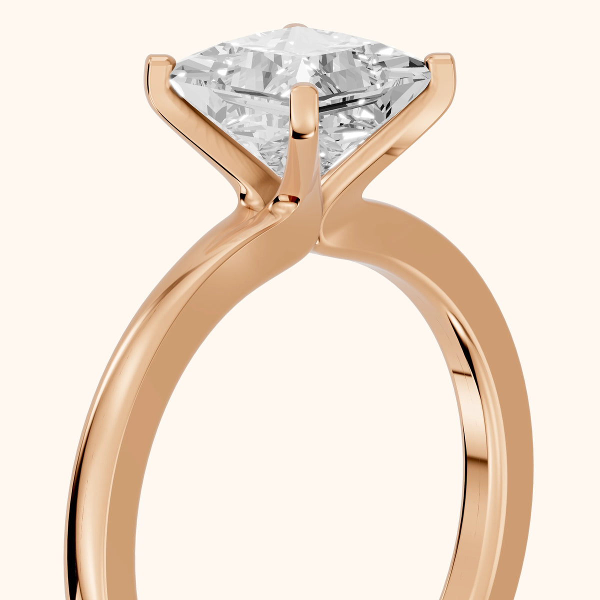 Matilda Cathedral Solitaire Princess Diamond Engagement Ring in Rose Gold - slant-view.webp