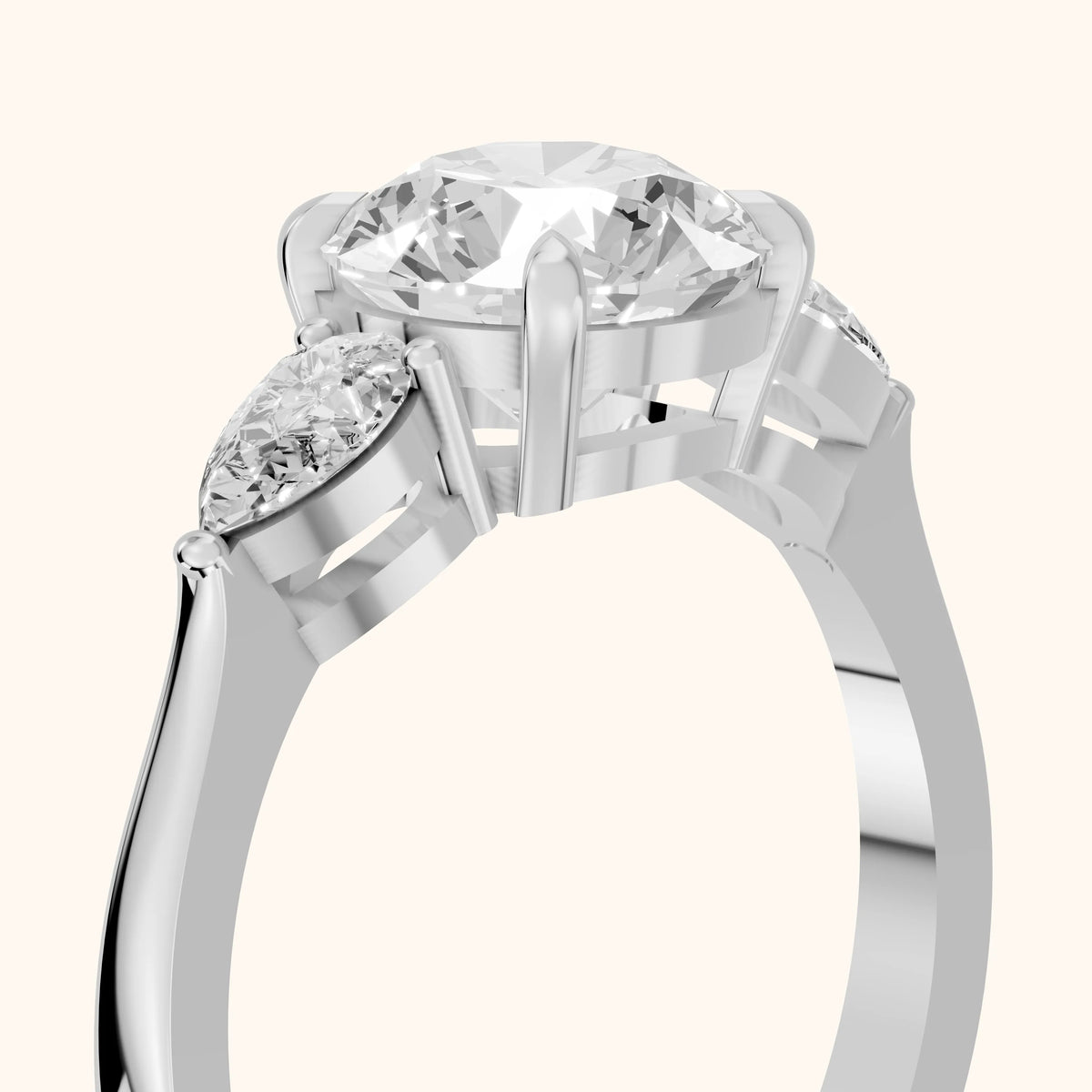 Grace Three Stone Round Diamond Engagement Ring in Silver - slant-view.webp