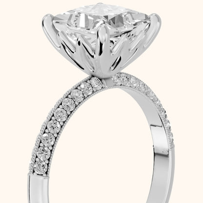 Jasmine Knife Edge Pavé Princess Diamond Engagement Ring in White Gold - slant-view.webp