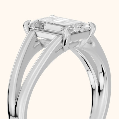 Giselle Solitaire Split Shank Emerald Diamond Engagement Ring in White Gold - slant-view.webp