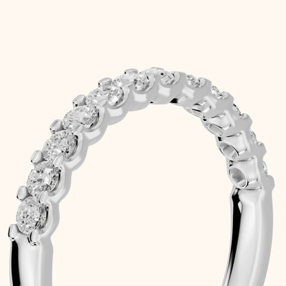 Chantal Shared Prong Round Diamond Half Eternity Band in White Gold - slant-view