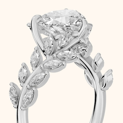 Clarion Leaf Bypass Heart Diamond Engagement Ring in Platinum - slant-view.webp