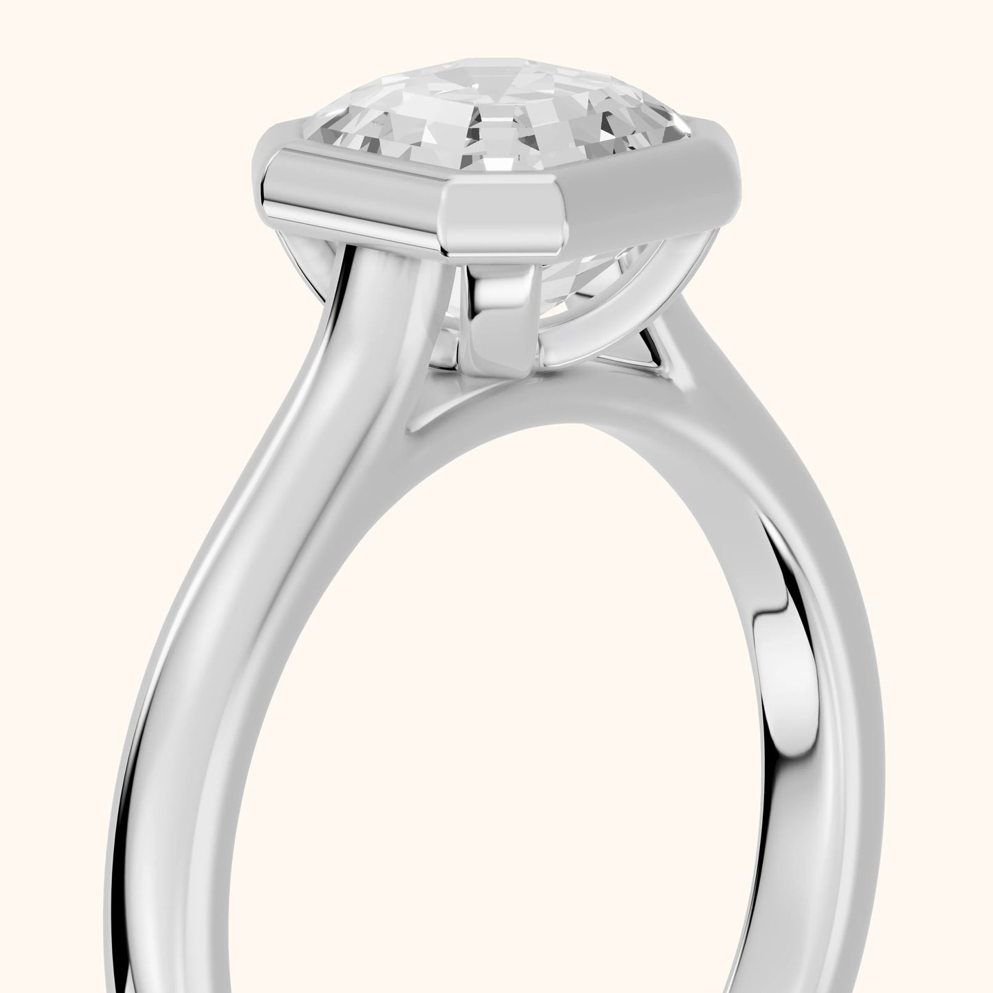 Jolie Bezel Solitaire Asscher Diamond Engagement Ring in White Gold - slant-view.webp
