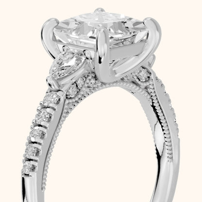 Weston Pear-Side Three-Stone Princess Diamond Engagement Ring in Platinum - slant-view.webp