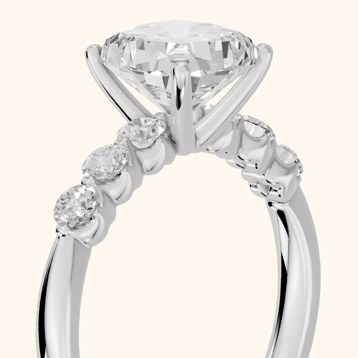 Vienna Floating Five-Stone Cushion Diamond Engagement Ring in Platinum - slant-view.webp