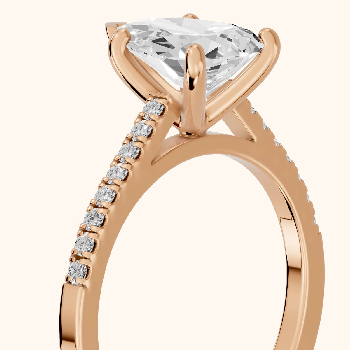 Meg Pavé Pear Diamond Engagement Ring in Rose Gold - slant-view.webp