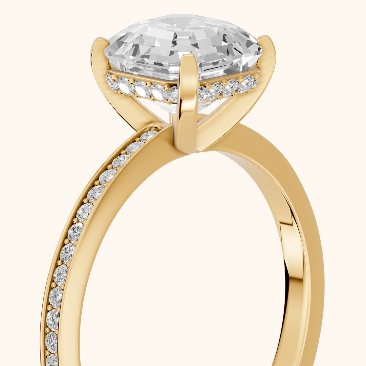 Naia Hidden Halo Asscher Diamond Ring in Yellow Gold - slant-view.webp