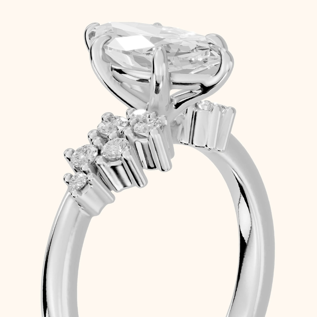 Gina Cluster Marquise Diamond Engagement Ring in Platinum - slant-view.webp