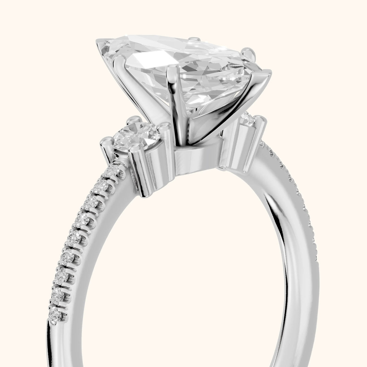 Nerissa Three-Stone Micropavé Marquise Diamond Engagement Ring in Silver - slant-view.webp