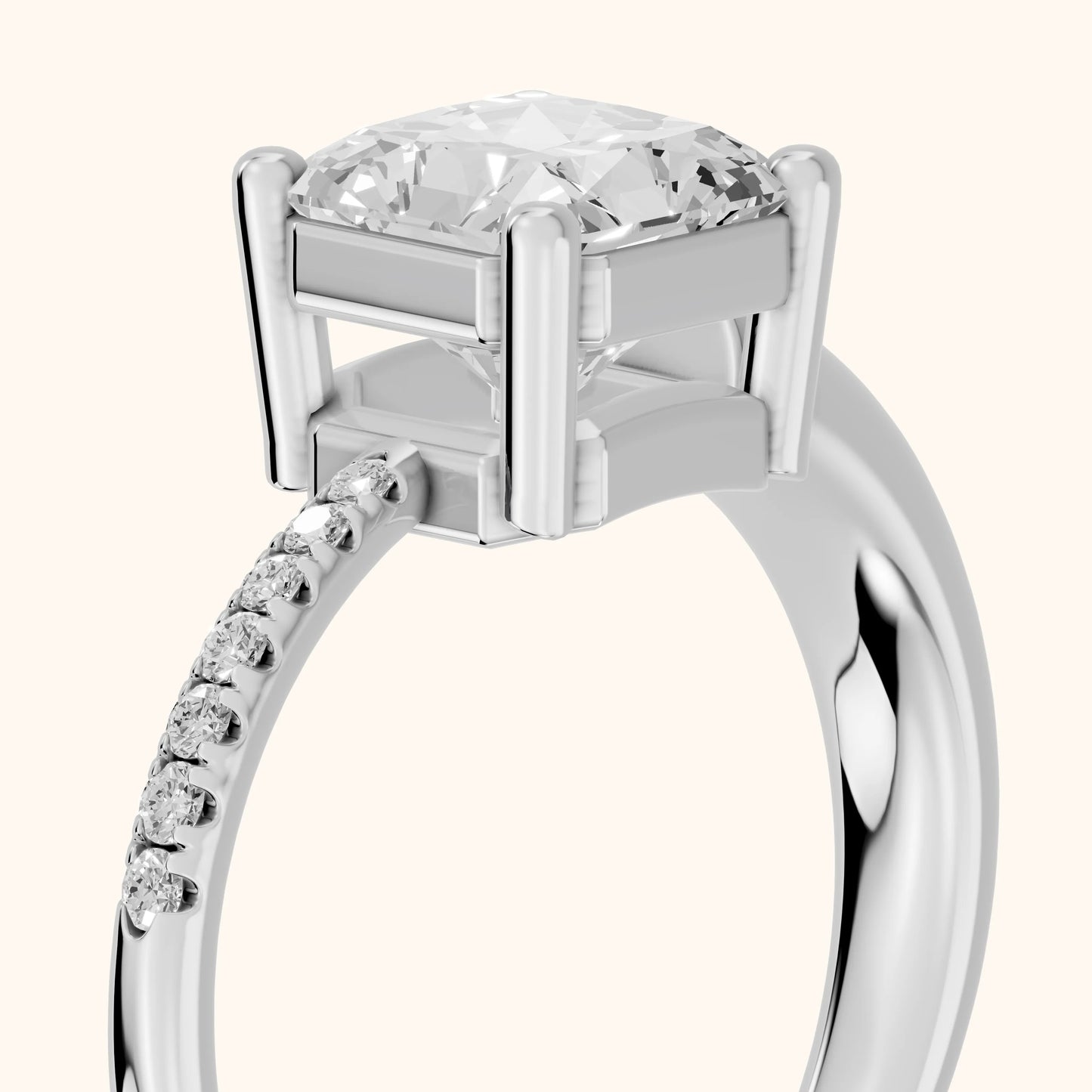 Rosie Solitaire Basket Radiant Diamond Engagement Ring in Silver - slant-view.webp