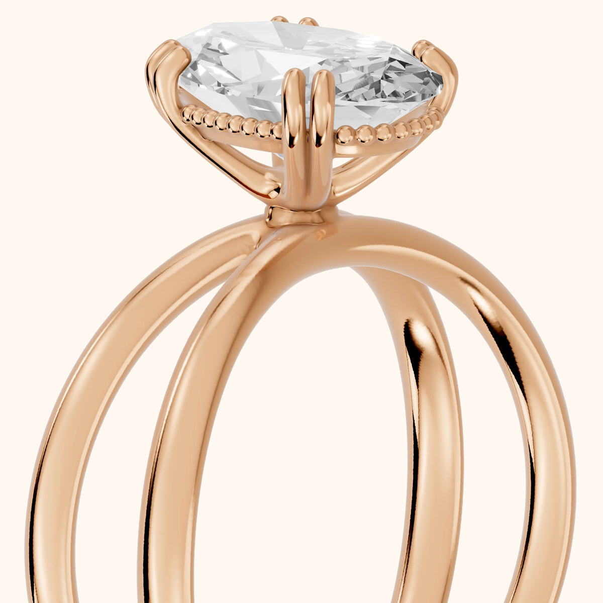 Yvonne Crossover Solitaire Oval Diamond Engagement Ring in Rose Gold - slant-view.webp