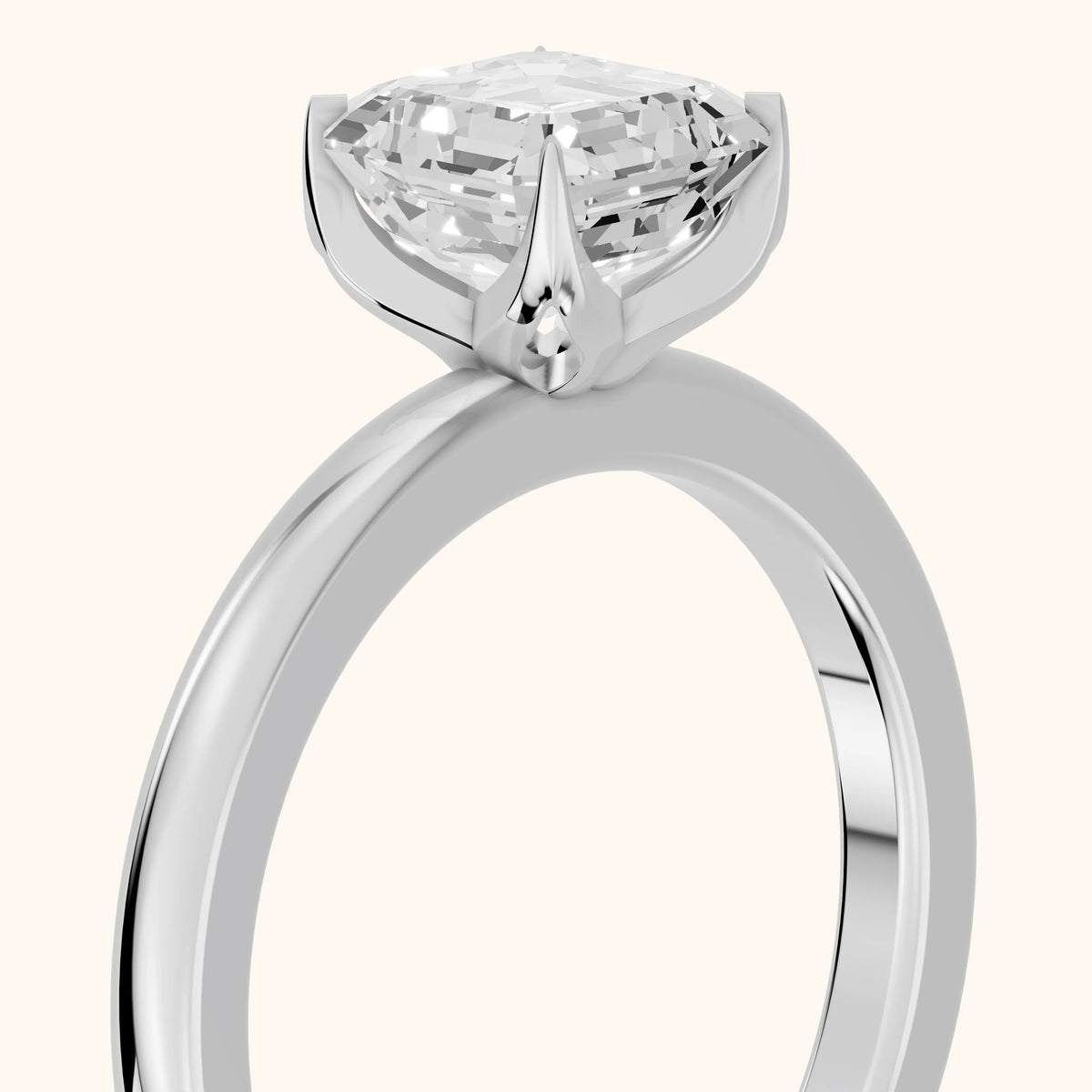 Serena Blossom Solitaire Asscher Diamond Ring in Platinum - slant-view.webp
