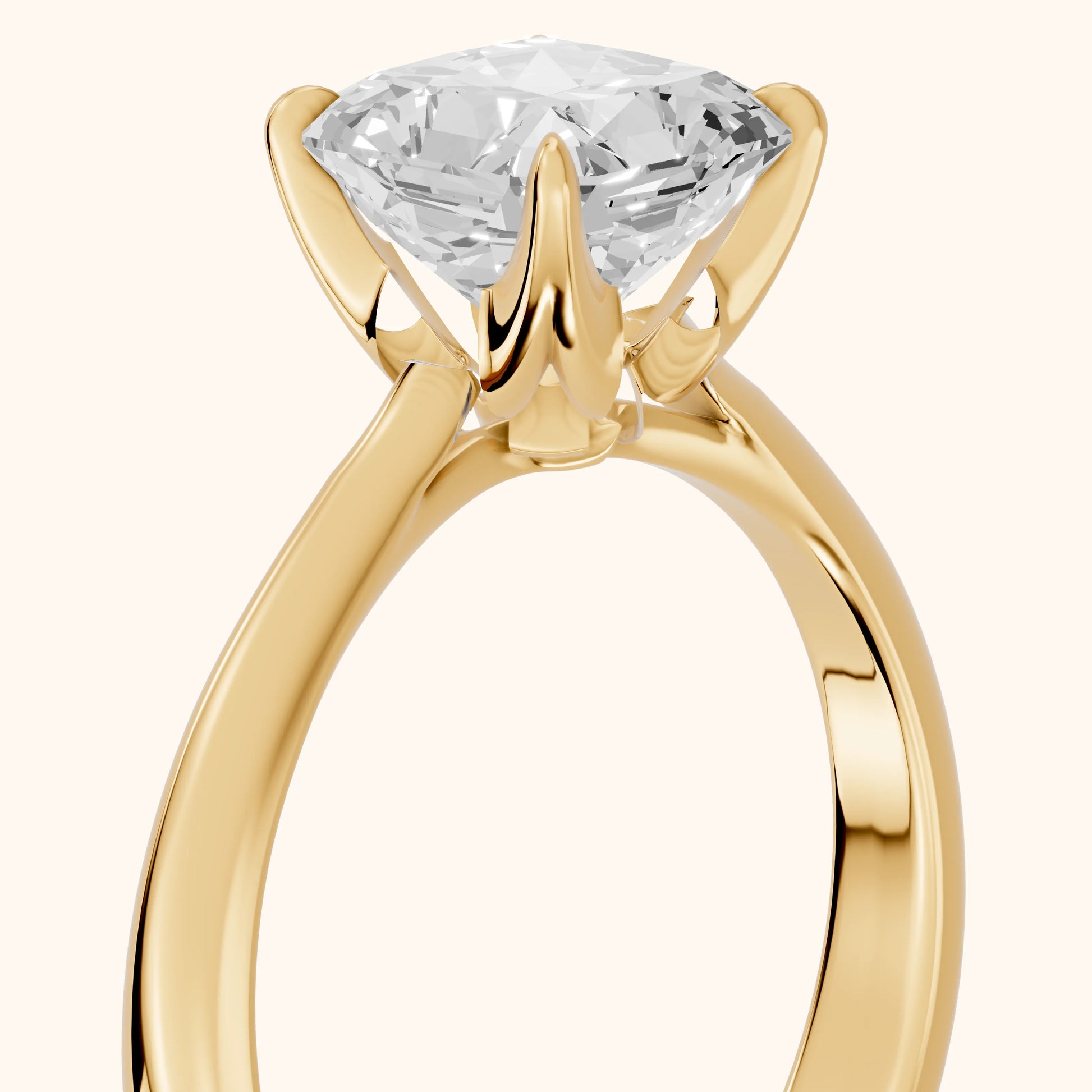 Evie Solitaire Six-Prong Radiant Diamond Engagement Ring in Yellow Gold - slant-view.webp