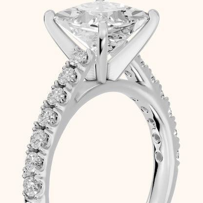 Keira Statement Pavé Princess Diamond Engagement Ring in Platinum - slant-view.webp