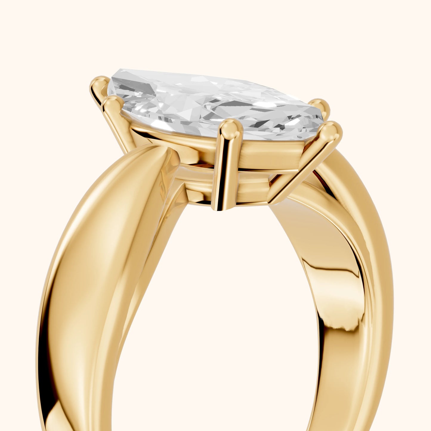 Talia Solitaire Twist Marquise Diamond Engagement Ring in Yellow Gold - slant-view.webp