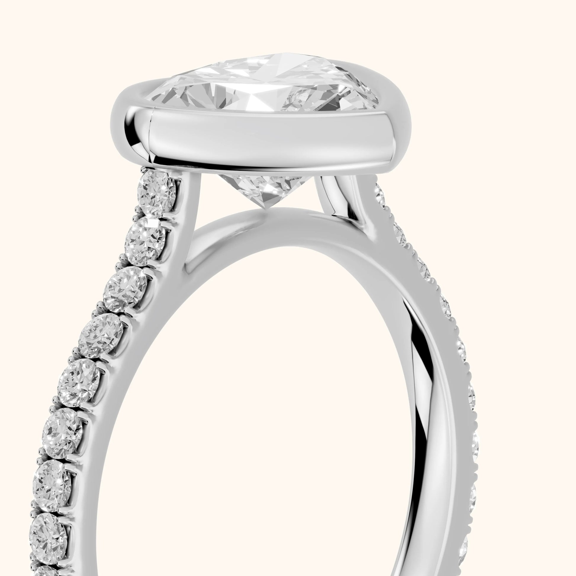 Cora Bezel Pavé Heart Diamond Ring in White Gold - slant-view.webp
