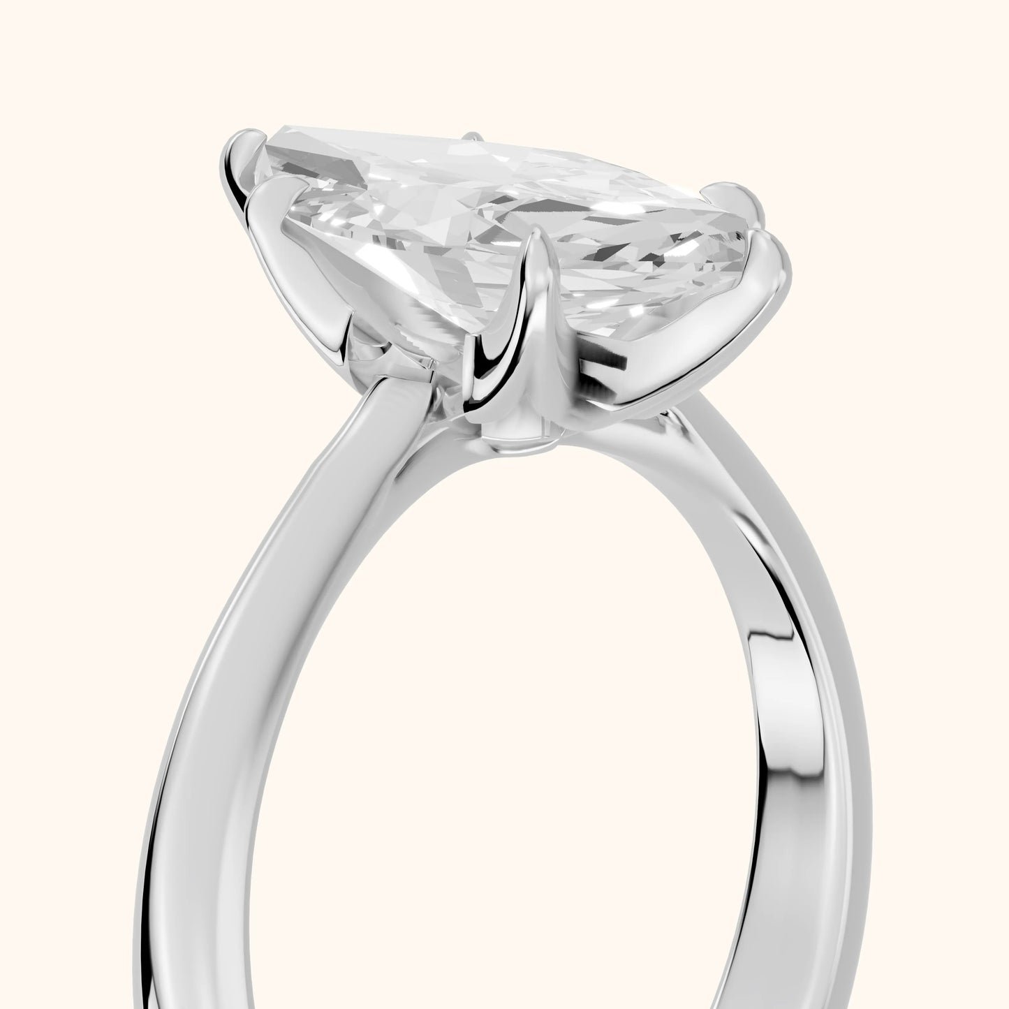 Evie Solitaire Six-Prong Marquise Diamond Engagement Ring in Silver - slant-view.webp