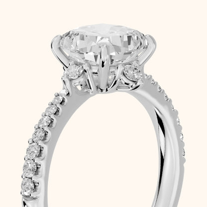 Jocelyn Crown Pavé Cushion Diamond Engagement Ring in Silver - slant-view.webp